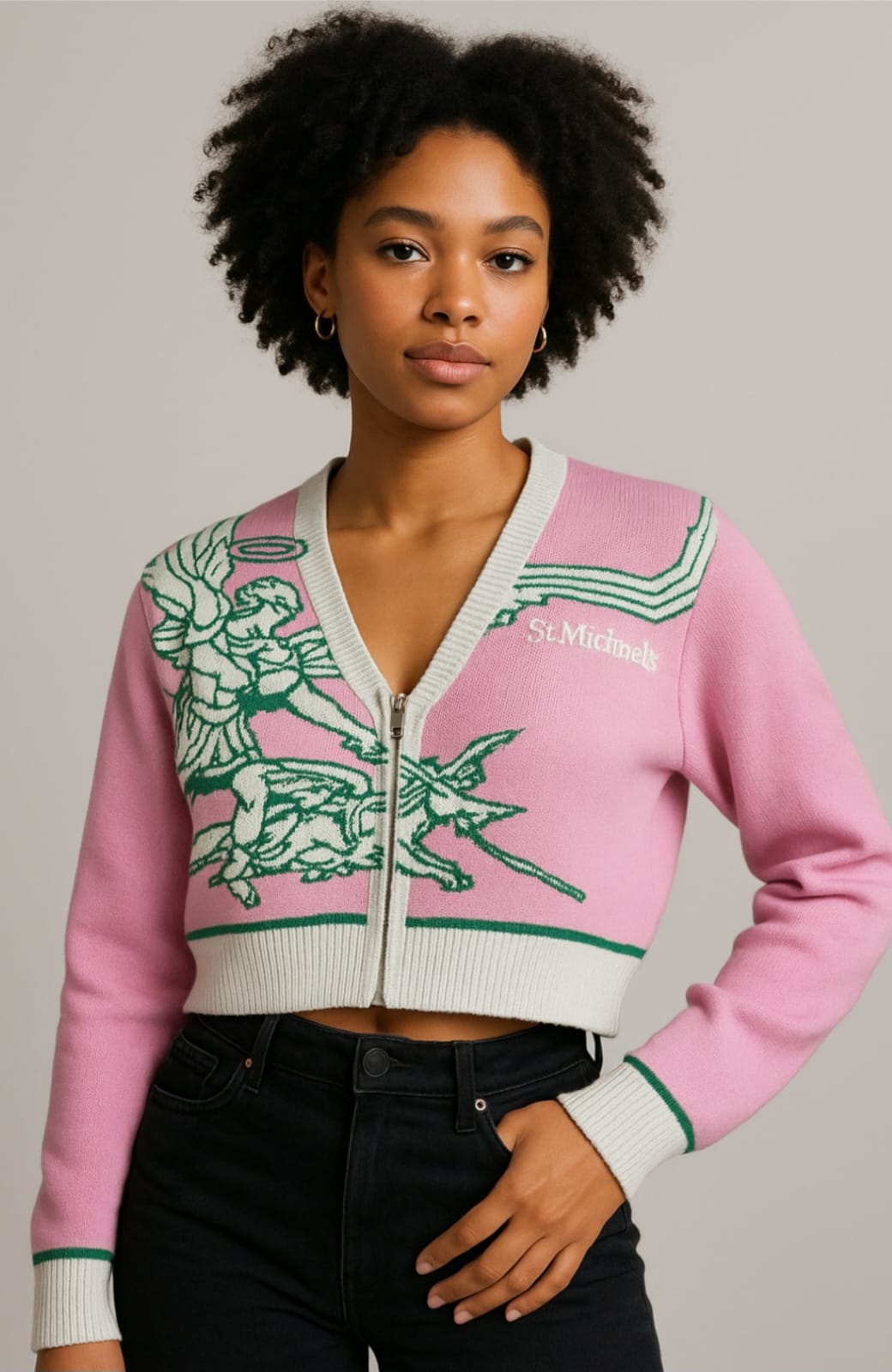 Divine Combat Cropped Zip Cardigan